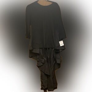 Gracia Black 3/4 Sleeve Extreme High Low Shirt Dress